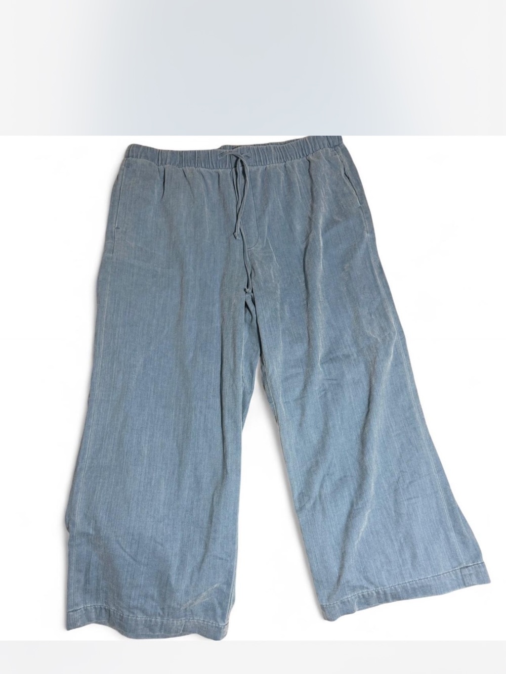 Lightweight Wide-Leg Drawstring Pants - Blue